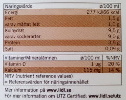 Ängens svensk chokladmjölk - Näringsfakta - sv