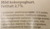 Ängens mild svensk Yoghurt Kokos - Ingredienser - sv
