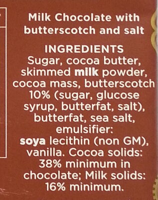 38% Milk Chocolate with Toffee & Sea Salt - Ingredienser - en