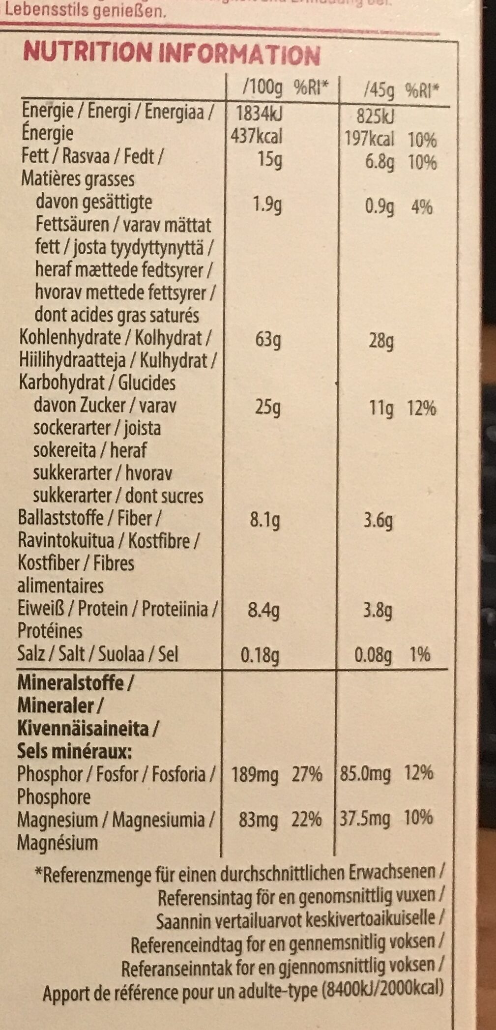Superfood crunchy Musli - Näringsfakta - fr