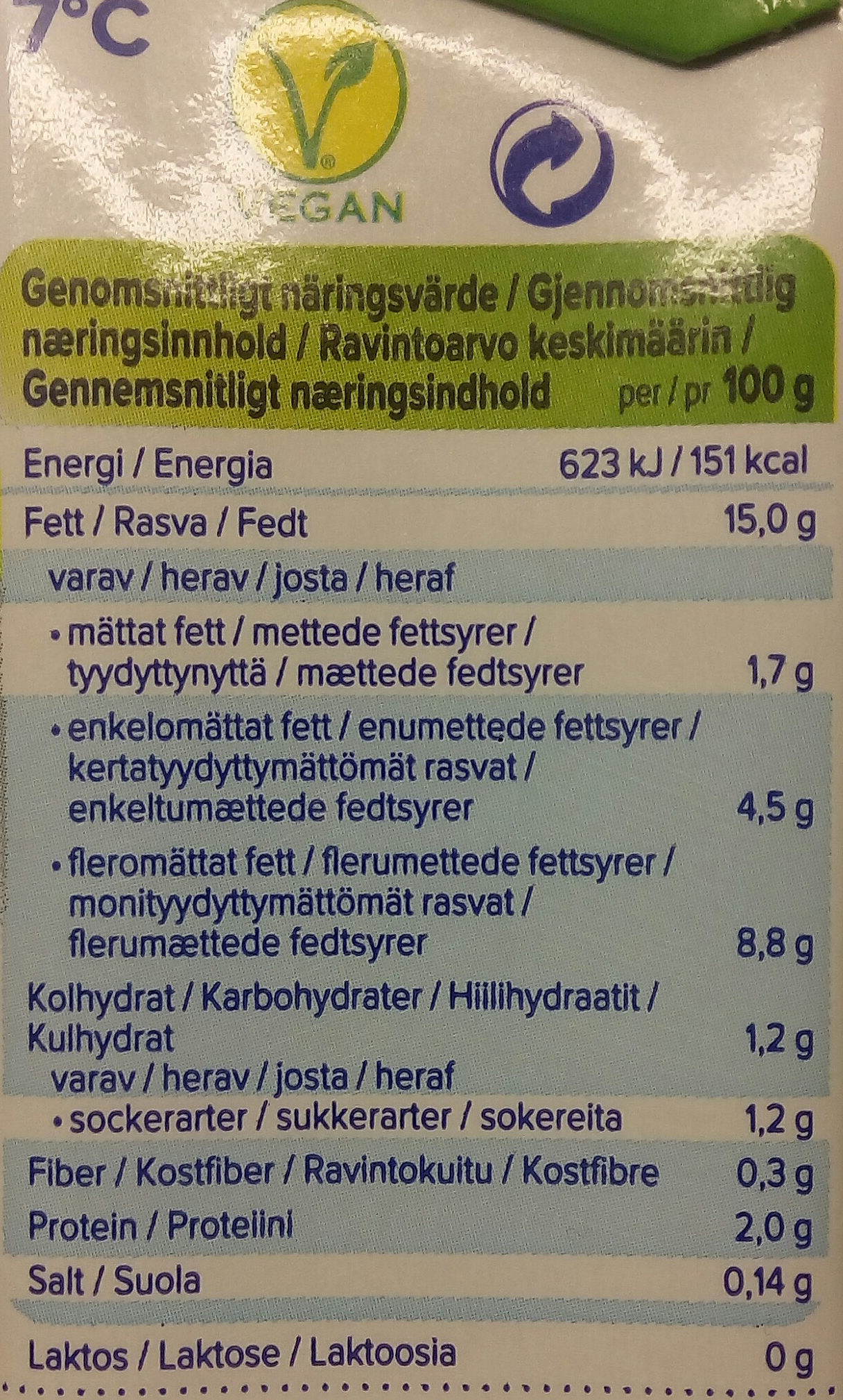 Cuisine Soja (15% MG) - Näringsfakta - sv
