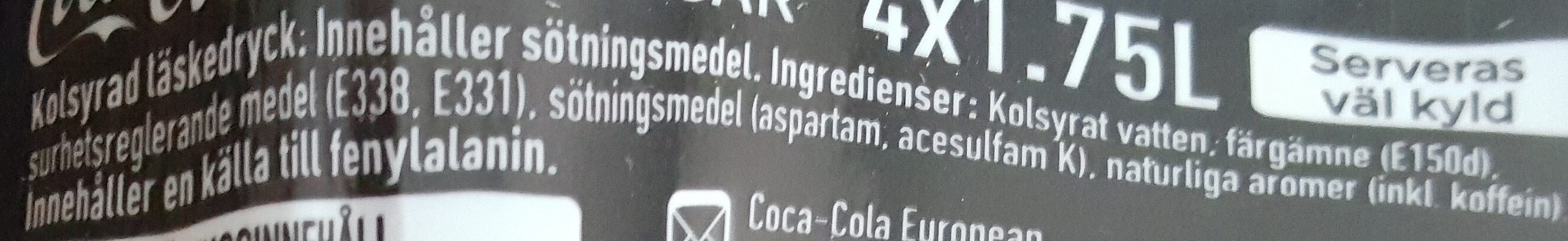Coca cola zero sucre - Ingredienser - sv