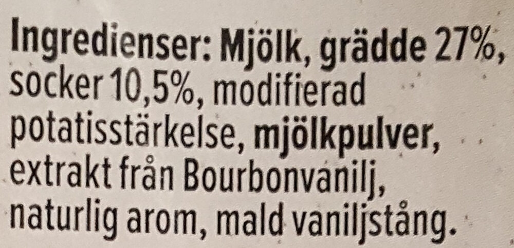 Klassisk Vaniljsås - Ingredienser - sv