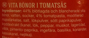 Harvest Best Baked Beans In Tomato Sauce - Ingredienser - sv