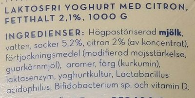 Slät Yoghurt Citron - Ingredienser - sv