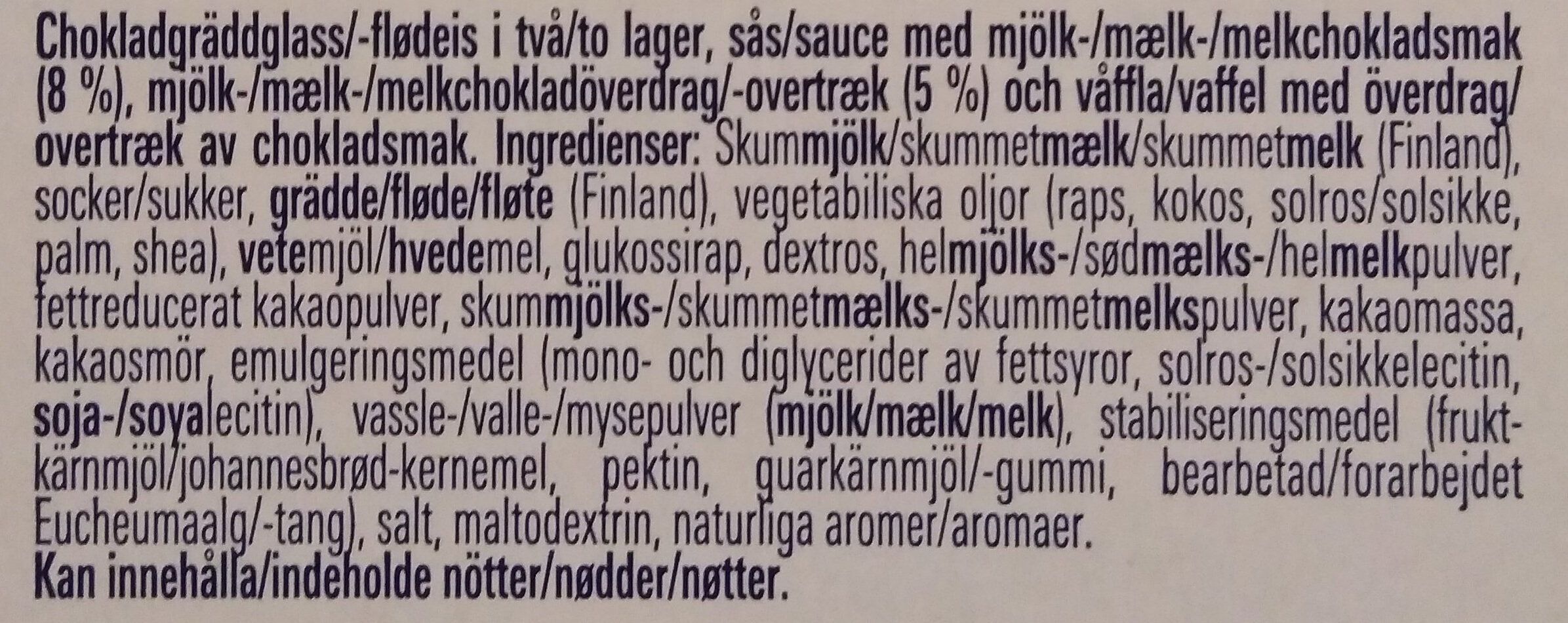 Premium Maitosuklaa - Ingredienser - sv