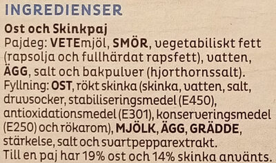 Felix Originalet Ost & Skinkpaj - Ingredienser - sv