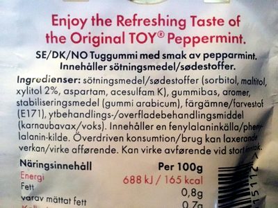 Original TOY Peppermint - Ingredienser
