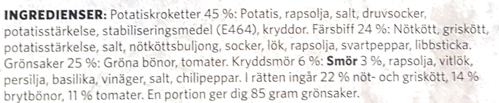 Findus Dagens Lövtunn bit - Ingredienser - sv