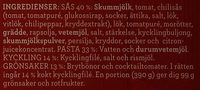 Findus Dagens Pasta med kyckling - Ingredienser - sv