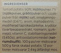 ICA Potatismos - Ingredienser - sv