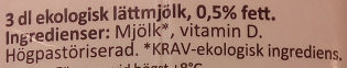 Arla Ko Ekologisk Lättmjölk - Ingredienser - sv