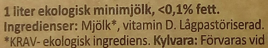 Arla Ko Ekologisk Minimjölk - Ingredienser - sv
