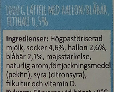 Arla Ko Lättfil Hallon/blåbär - Ingredienser - sv