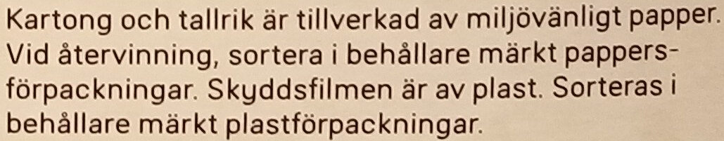Dafgårds Skomakarlåda - Recycling instructions and/or packaging information - sv