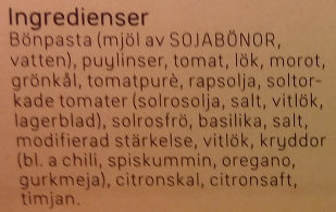 Dafgårds Örtig bolognese - Ingredienser - sv