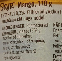 Skyr Mango - Ingredienser - sv