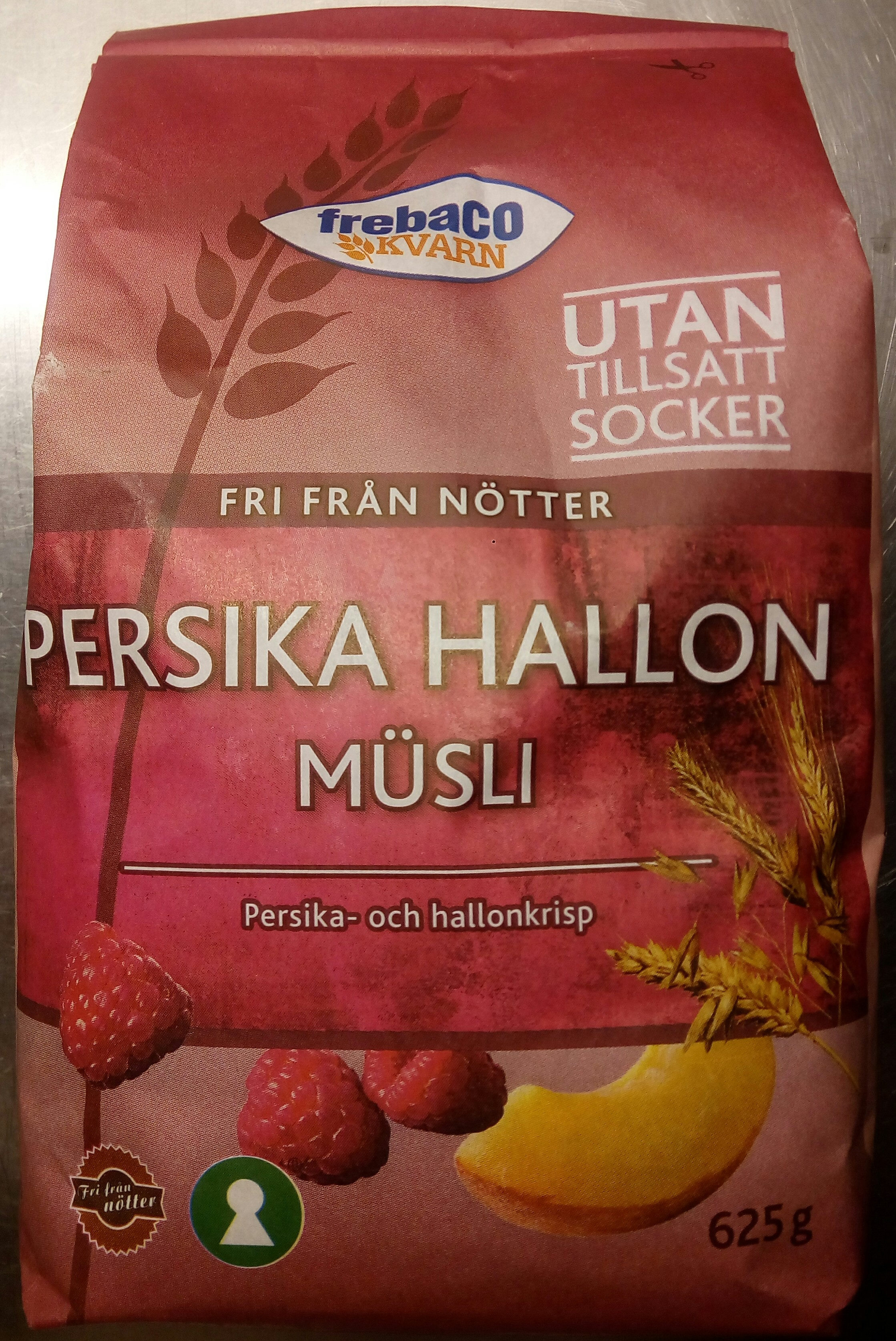 Frebaco Kvarn Persika Hallon Müsli - Produkt - sv