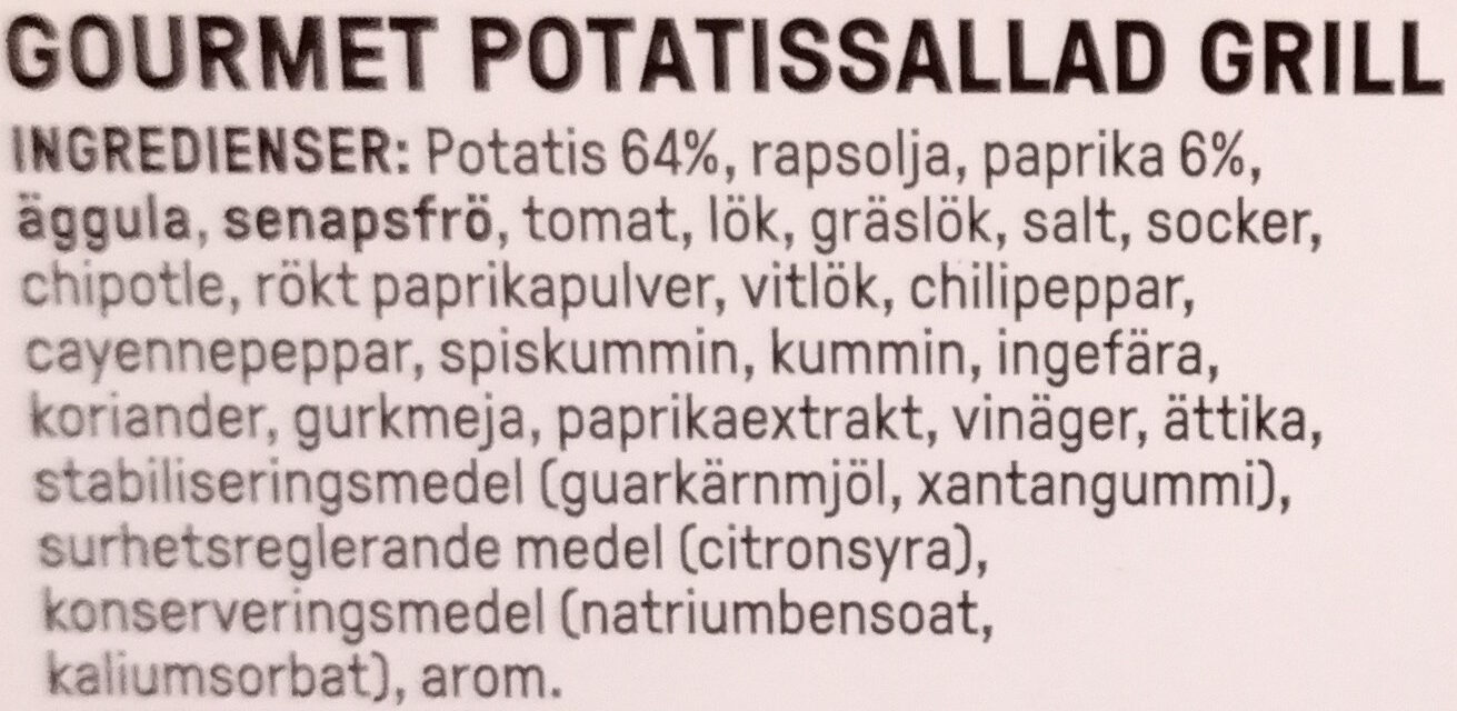 Rydbergs Potatissallad Paprika & Chili - Ingredienser - sv