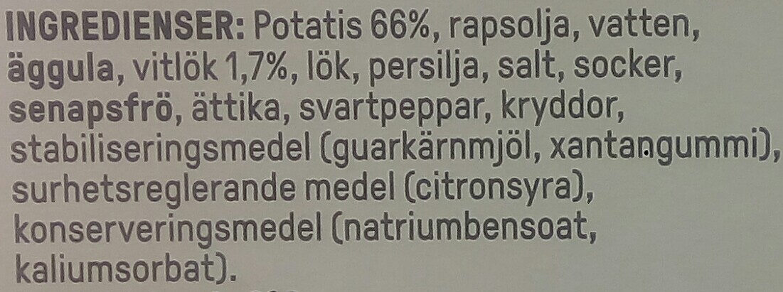 Rydbergs Gourmet Potatissallad Vitlök - Ingredienser - sv