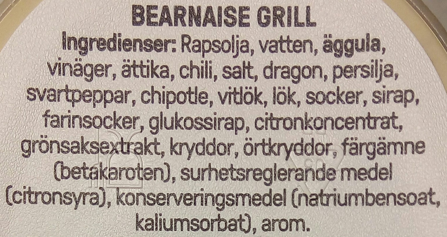 Rydbergs Bearnaise Grill - Ingredienser - sv
