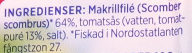 Makrillfilé i tomatsås 3 pack - Ingredienser - sv