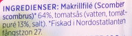 Makrillfilé i tomatsås 3 pack - Ingredienser - sv
