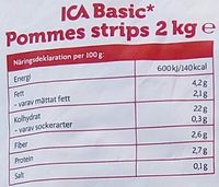 ICA Basic Pommes strips - Näringsfakta - sv