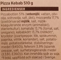 ICA Pizza Kebab - Ingredienser - sv