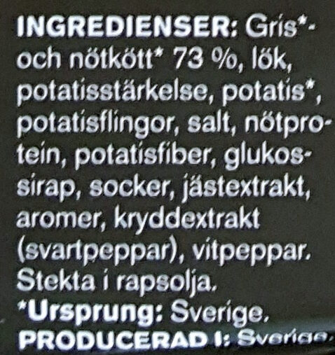 Köttbullar - Ingredienser - sv