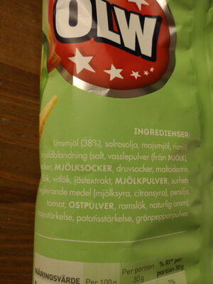 Olw Lins Chips Ramslök&gräddfil - Ingredienser - sv