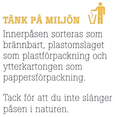 Popcorn Micro-pop Smörsmak - Recycling instructions and/or packaging information - sv