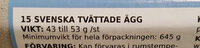 15 Svenska Tvättade Ägg - Ingredienser - sv