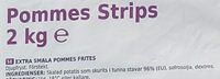 Coop X-tra Pommes strips - Ingredienser - sv