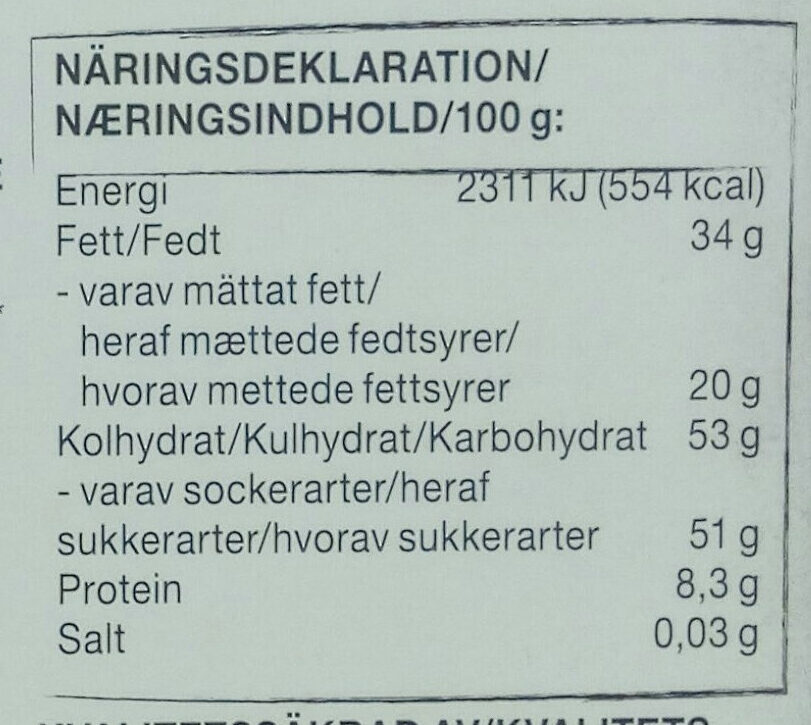 Caramel seasalt milk chocolate - Näringsfakta - sv