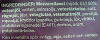 Ostsnacks Mozzarella Krispiga Snacks - Ingredienser - sv