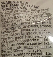 Eldorado Snabbnudlar med smak av fläsk - Ingredienser - sv