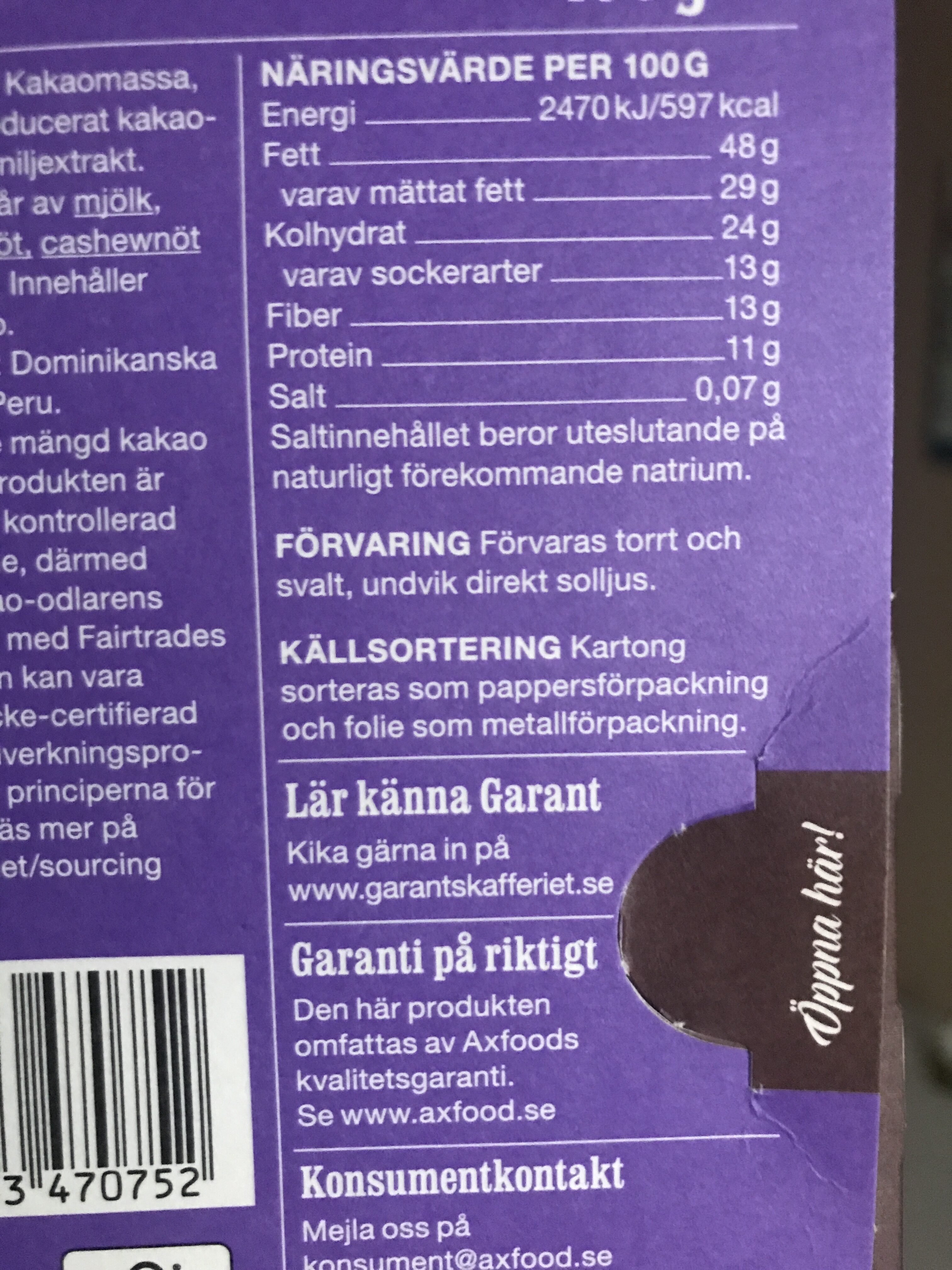 85 % cacao mörk choklad - Recycling instructions and/or packaging information - sv