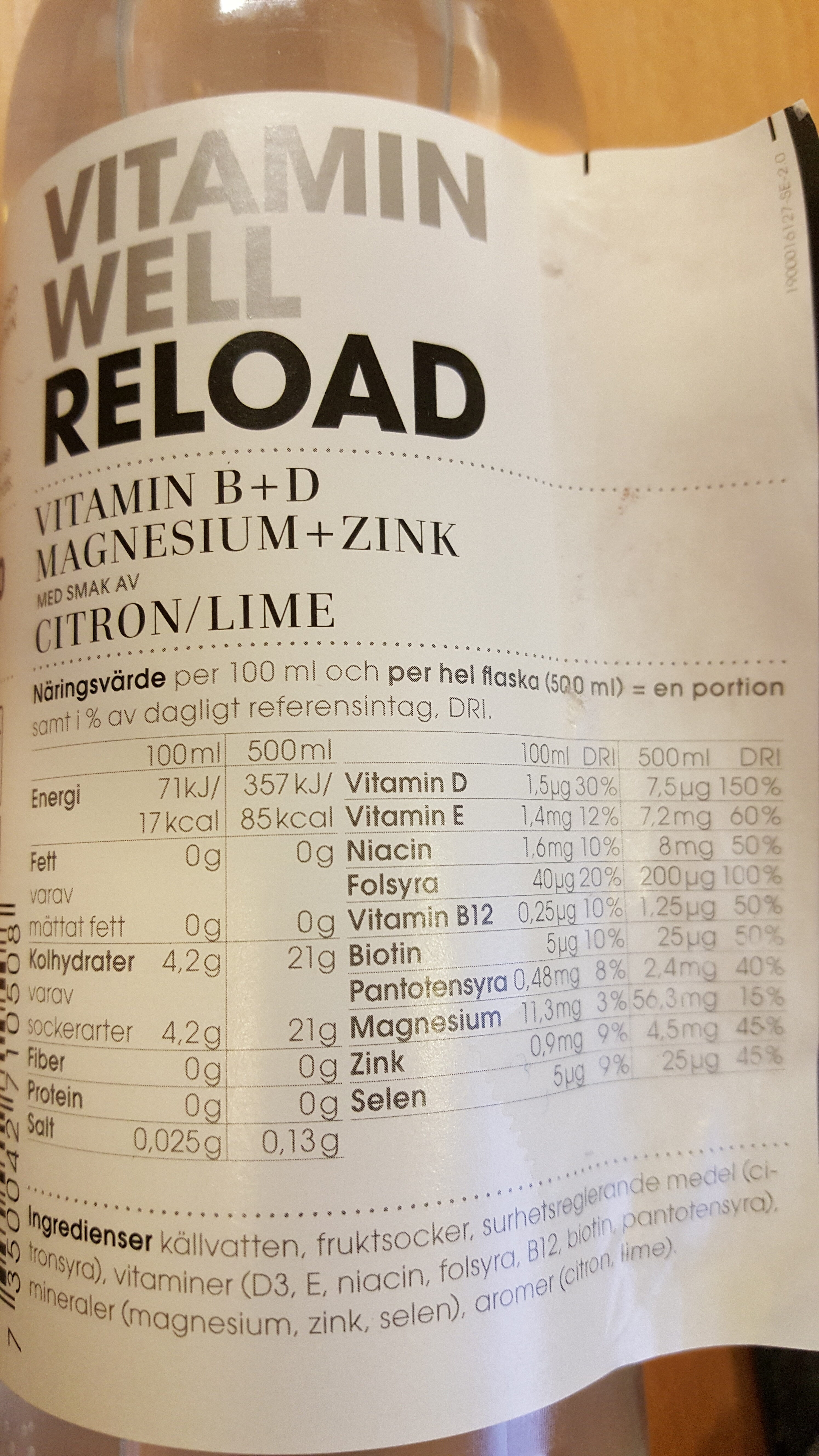 Vitamin Well Reload - Ingredienser - sv