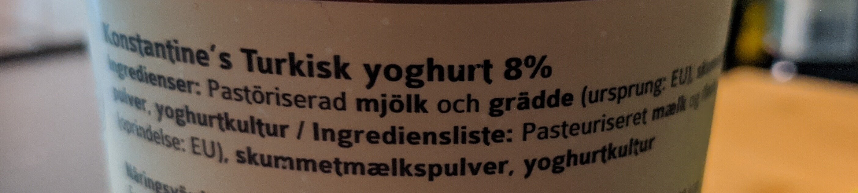 Turkisk Yogurt - Ingredienser - sv