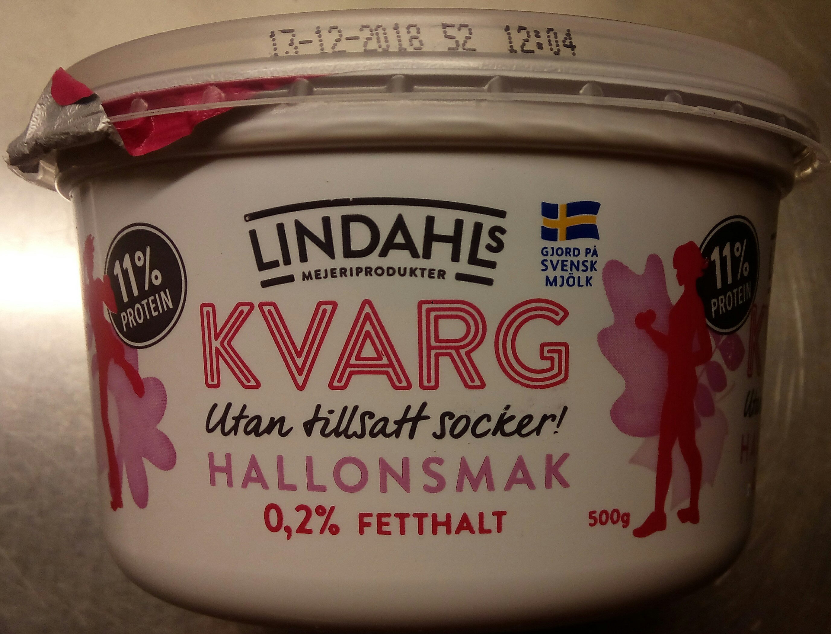 Lindahls Kvarg Hallonsmak - Produkt - sv