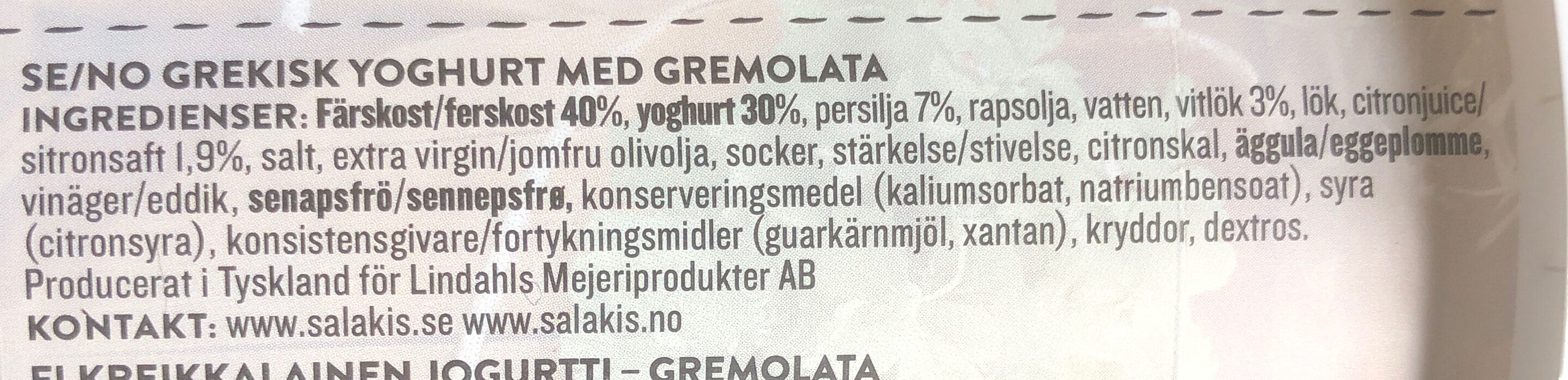 Gremolata - Ingredienser - sv