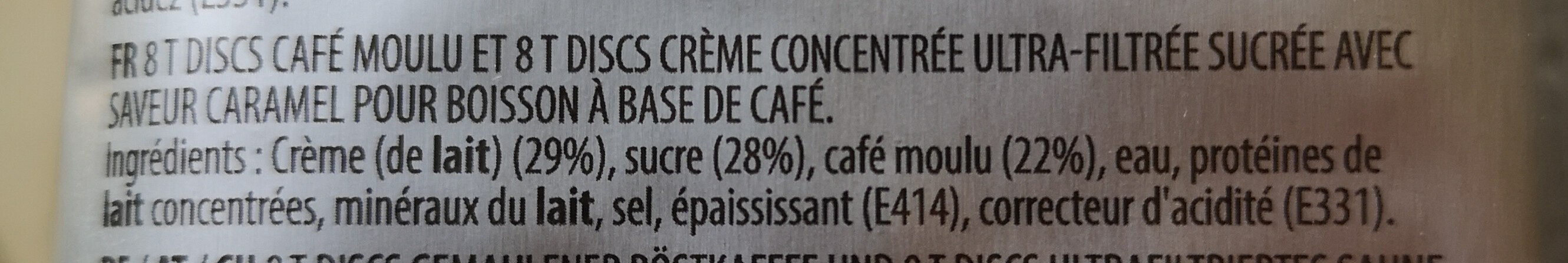 L'OR Latte Macchiato Caramel Coffee Pods 8 Servings - Ingredienser - fr