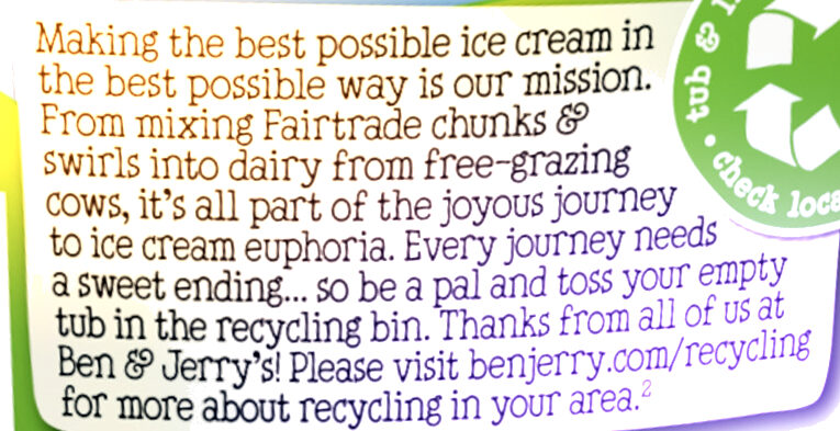 BEN & JERRY'S Glace en Pot Caramel Brownie Party - Recycling instructions and/or packaging information - sv