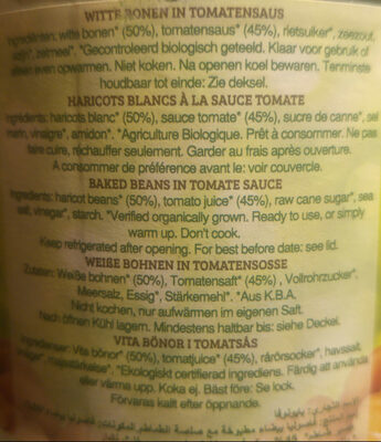 Haricots blancs à la sauce tomate bio - Ingredienser