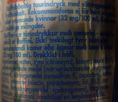 Red Bull Sugarfree - Ingredienser - sv
